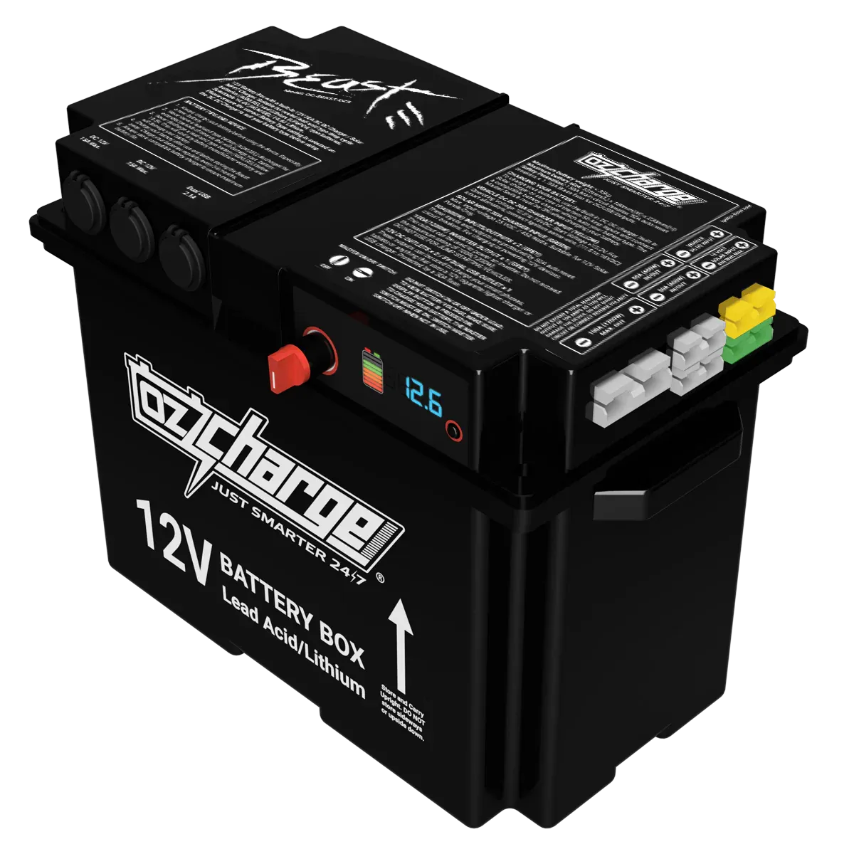 12V Beast Battery Box with 30A DC DC / Solar MPPT Charger by Ozcharge