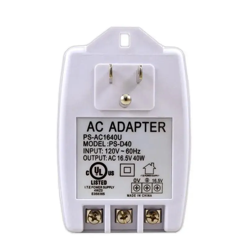 16.5V 40W Output Plug in AC Adapter Power Supply for Security Alarms CCTV
