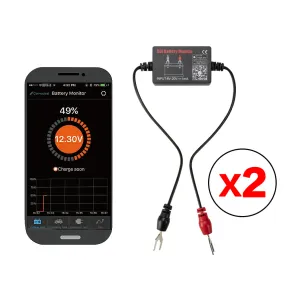 2 x 12V Car Battery Monitor via Bluetooth 4.0 Voltage Meter Tester w/ Auto Alarm