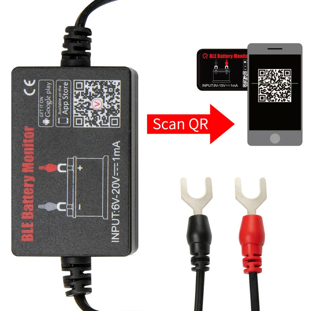 2 x 12V Car Battery Monitor via Bluetooth 4.0 Voltage Meter Tester w/ Auto Alarm