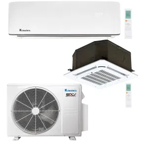 2-Zone Klimaire 21 SEER2 Multi Split Wall Mount Ceiling Cassette Air Conditioner Heat Pump System 12 12