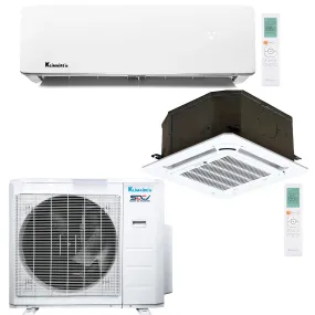 2-Zone Klimaire 23.5 SEER2 Multi Split Wall Mount Ceiling Cassette Air Conditioner Heat Pump System 18 12