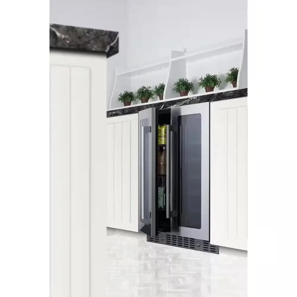 24 In. Built-In French Door Dual Zone 21-Bottle Wine and 60-Can Beverage Cooler
