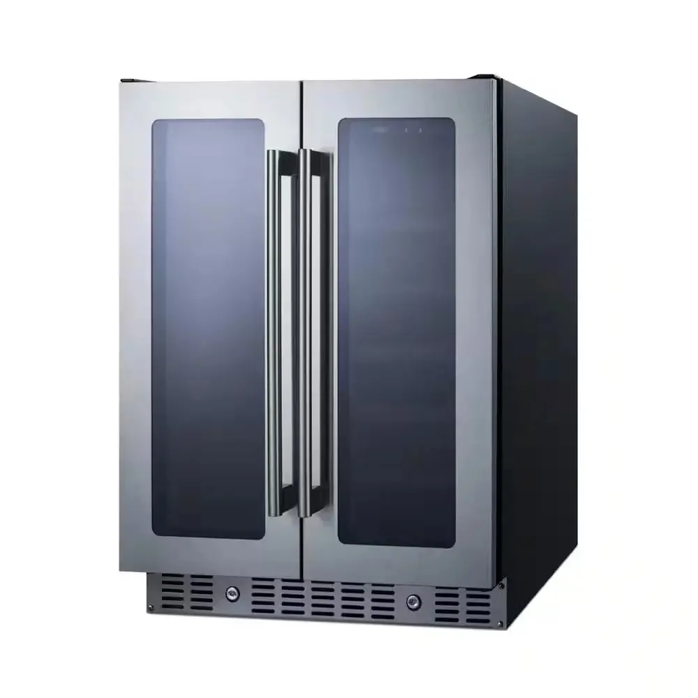 24 In. Built-In French Door Dual Zone 21-Bottle Wine and 60-Can Beverage Cooler