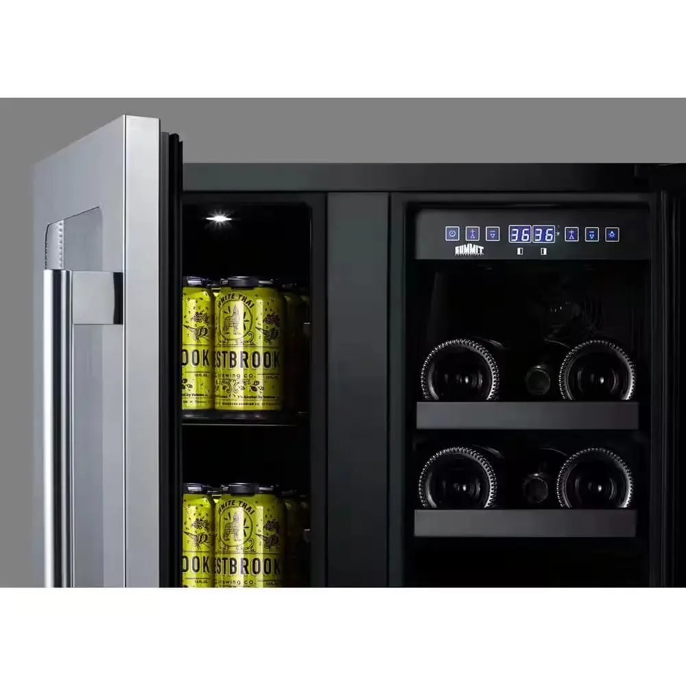 24 In. Built-In French Door Dual Zone 21-Bottle Wine and 60-Can Beverage Cooler