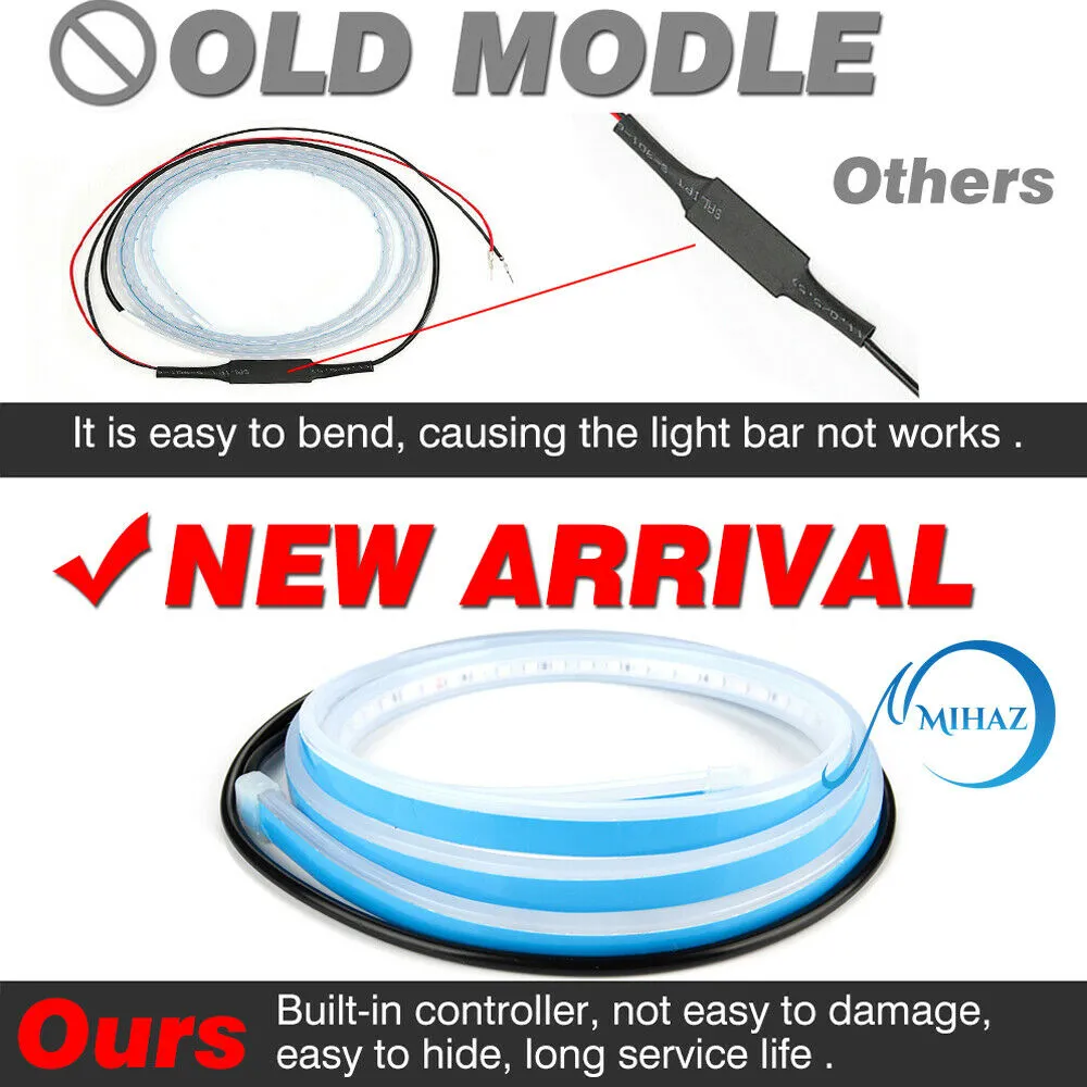 2pcs Car Door Opening Warning LED Strip Light Flashing Anti-collision Universal
