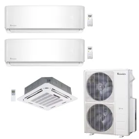 3-Zone Klimaire 21.1 SEER2 Multi Split Wall Mount Ceiling Cassette Air Conditioner Heat Pump System 18 18 24