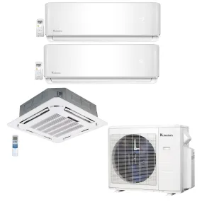 3-Zone Klimaire 23.1 SEER2 Multi Split Wall Mount Ceiling Cassette Air Conditoner Heat Pump System 9 9 24