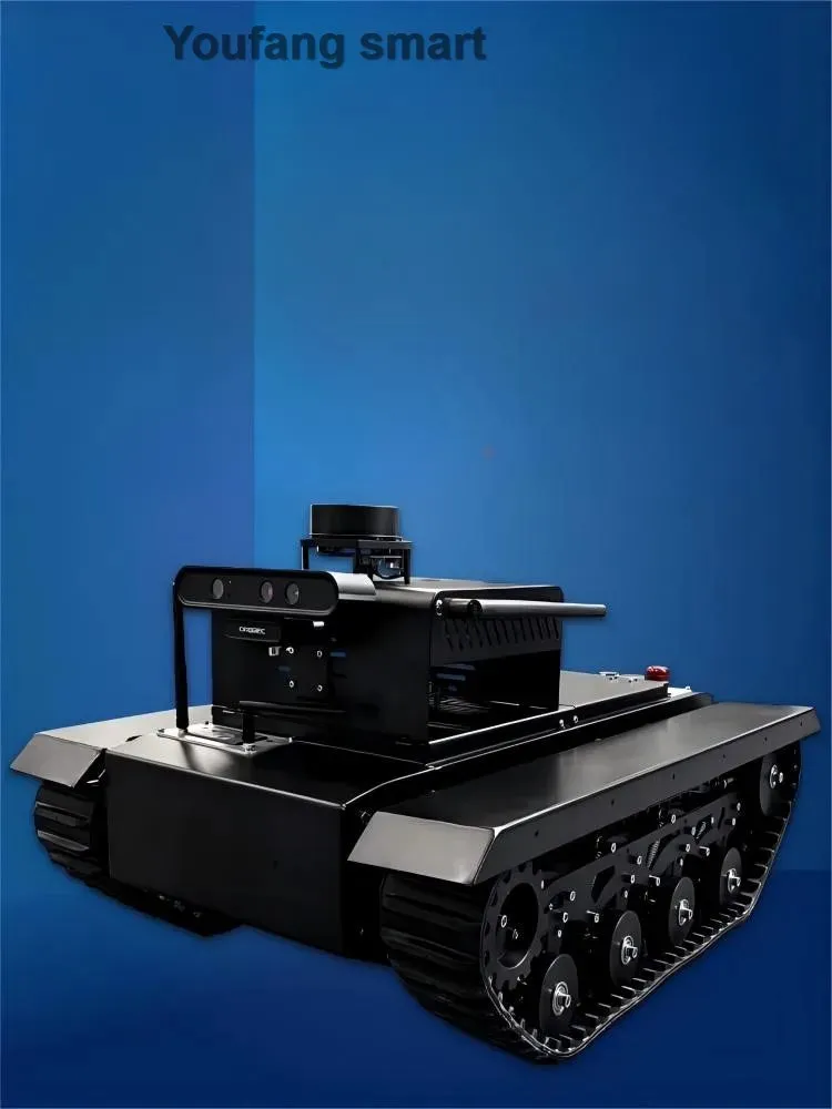 30kg Load TR500ROS RC Tank with Slam Navigation Radar Rubber Tracked Chassis 24V Brushless Motor ROS Robot for Jetson NANO Tank