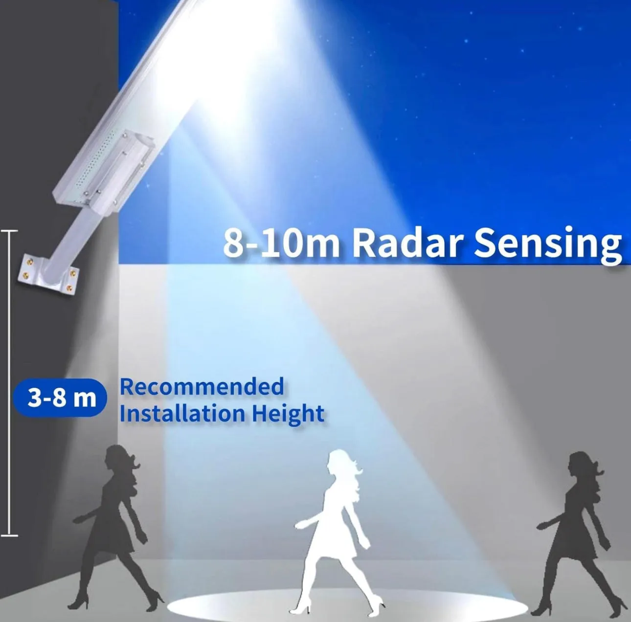 5000W Solar Powered Street Light Outdoor, Waterproof Solar Parking Lot Lights Commercial Motion Sensor LED Flood Lights with Remote