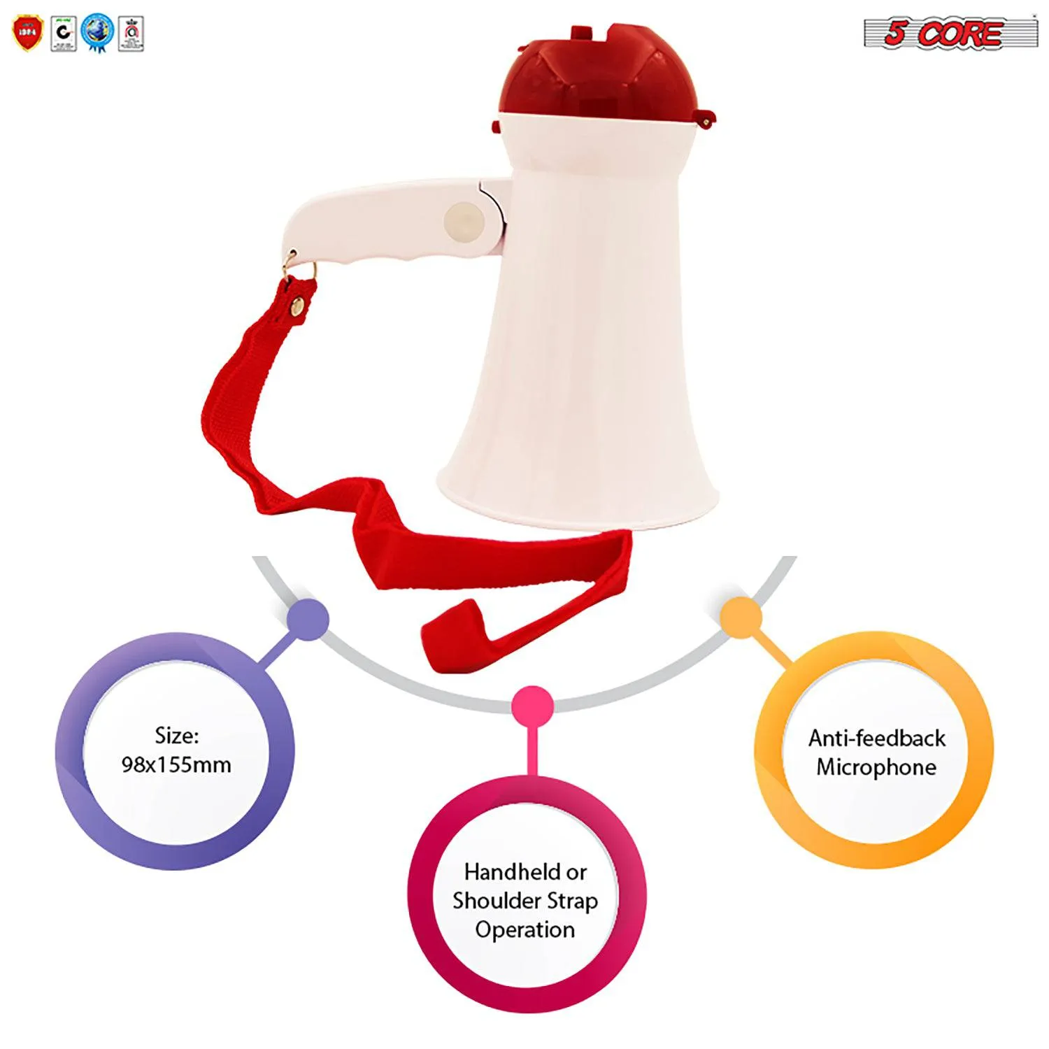 5Core Megaphone Bullhorn Kids & Adults Loud Police SIREN Toy Mic