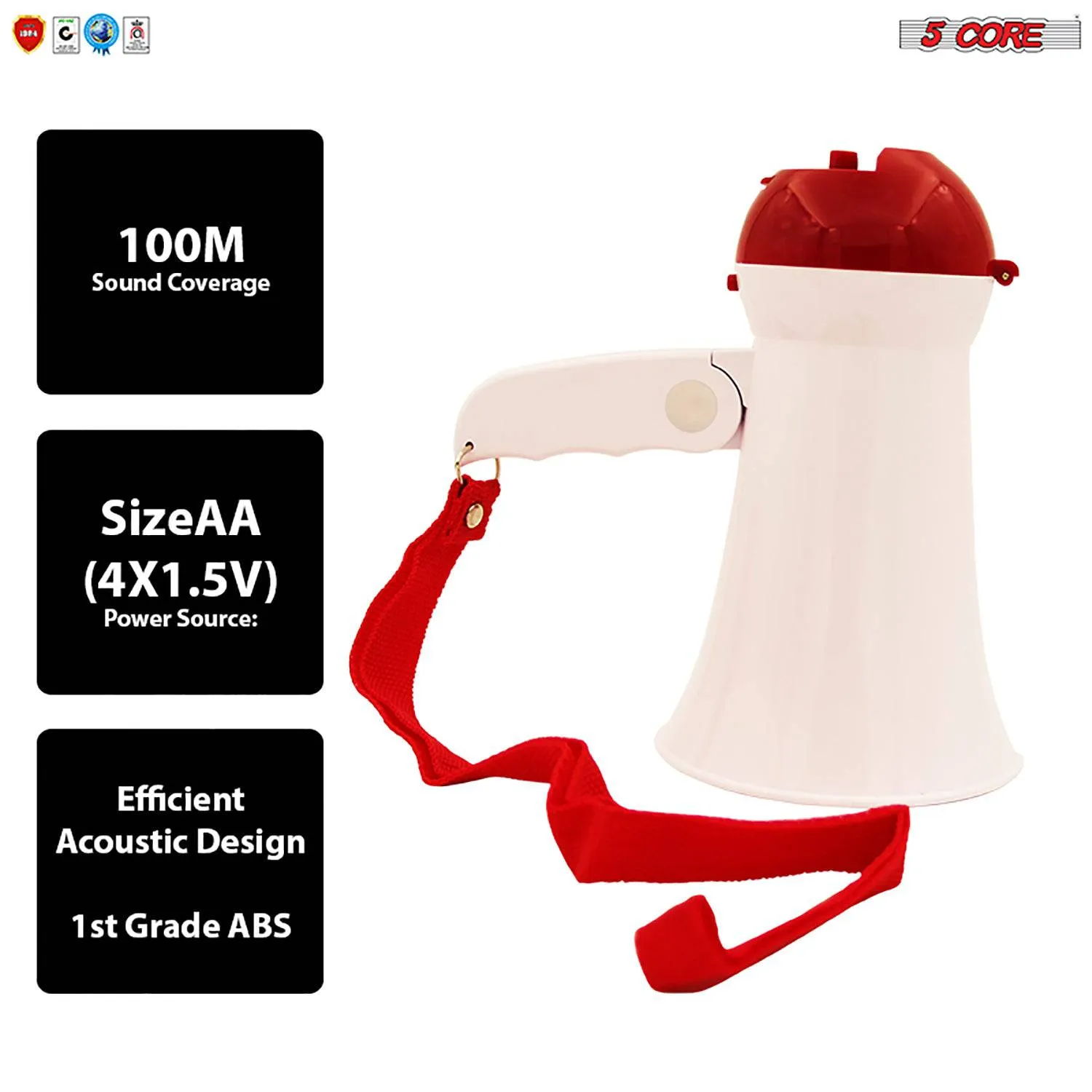 5Core Megaphone Bullhorn Kids & Adults Loud Police SIREN Toy Mic