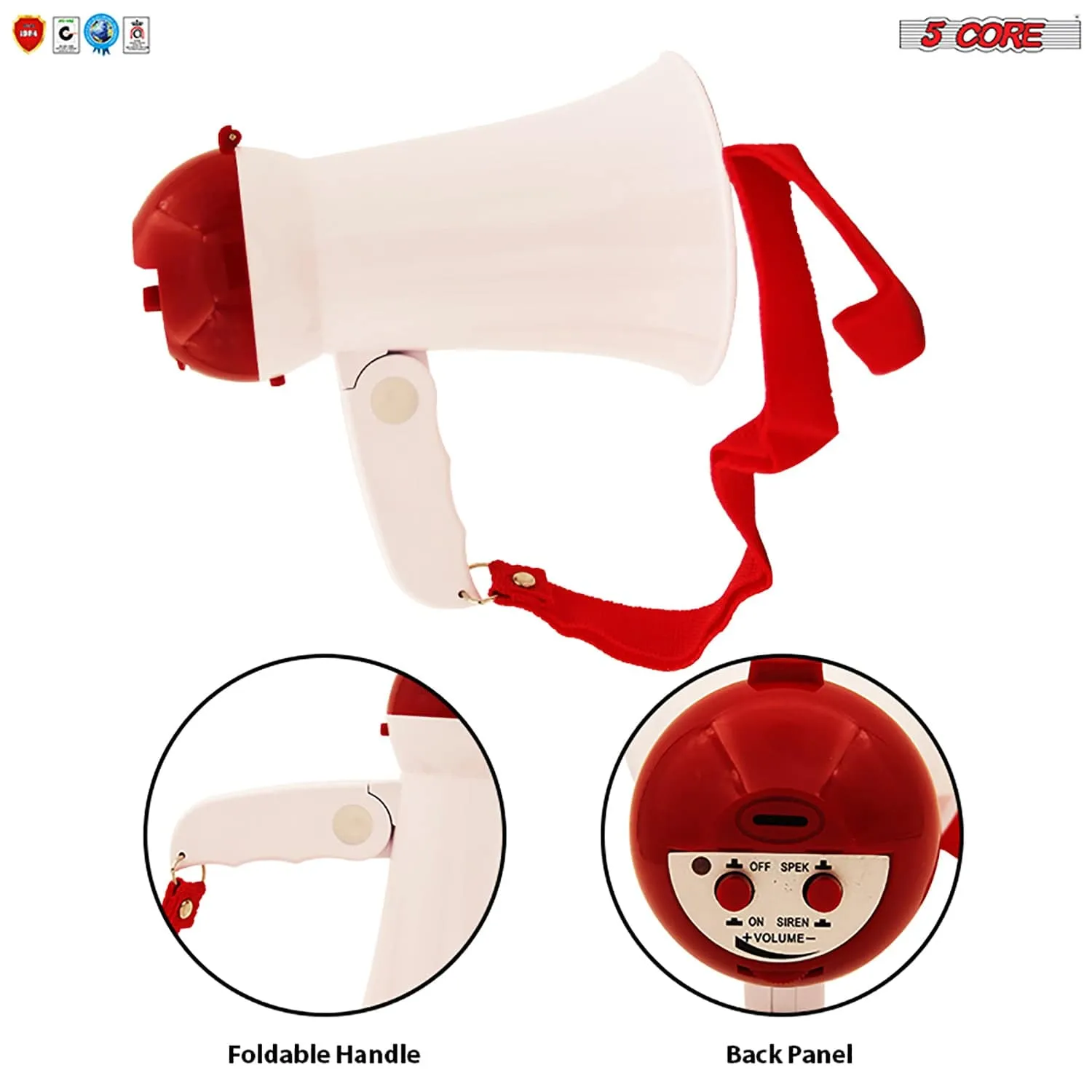 5Core Megaphone Bullhorn Kids & Adults Loud Police SIREN Toy Mic