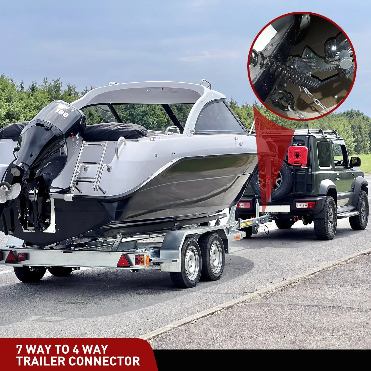 5ft 7 Way to 4 Way Coiled Trailer Extension Wiring Harness