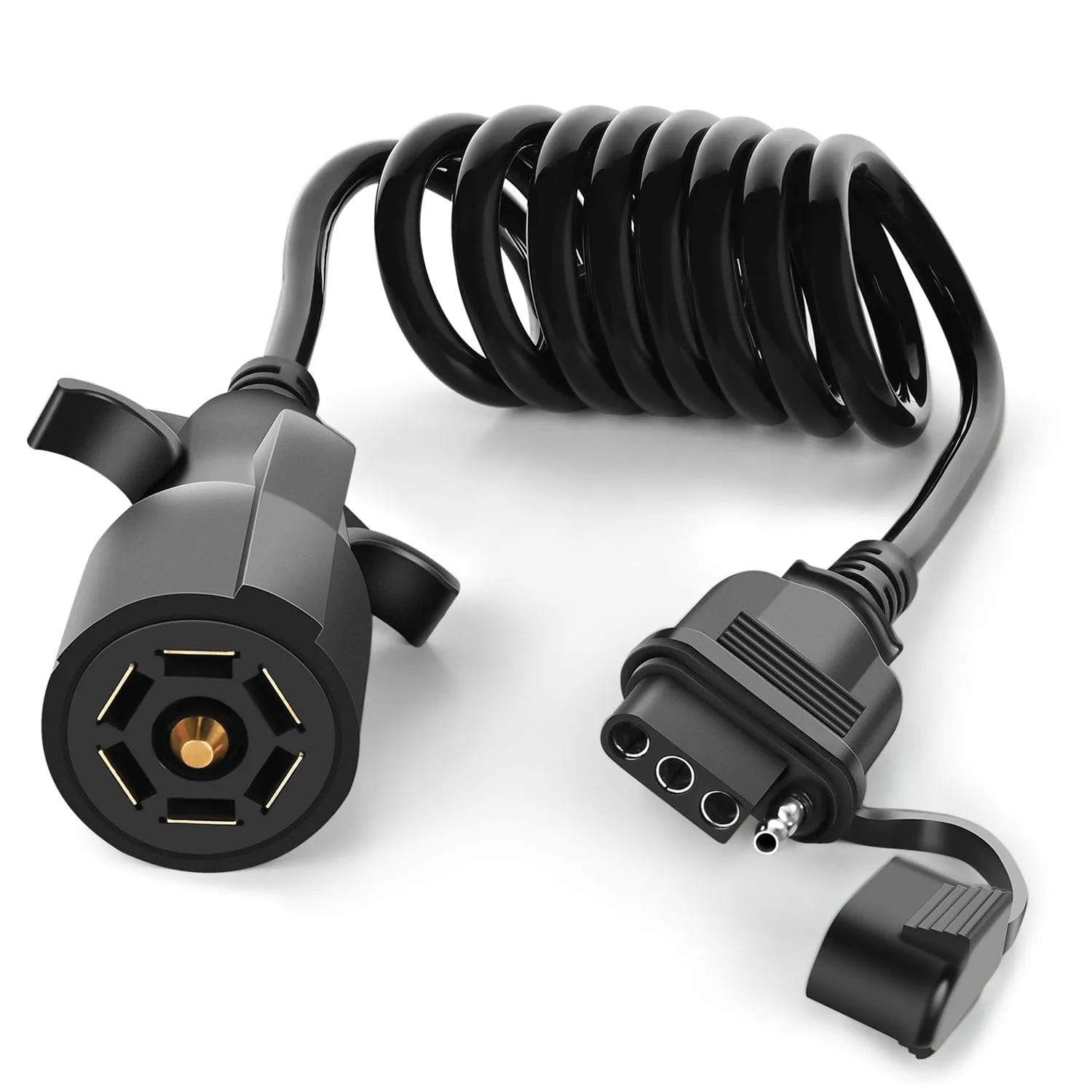 5ft 7 Way to 4 Way Coiled Trailer Extension Wiring Harness