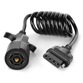5ft 7 Way to 5 Way Coiled Trailer Extension Wiring Harness