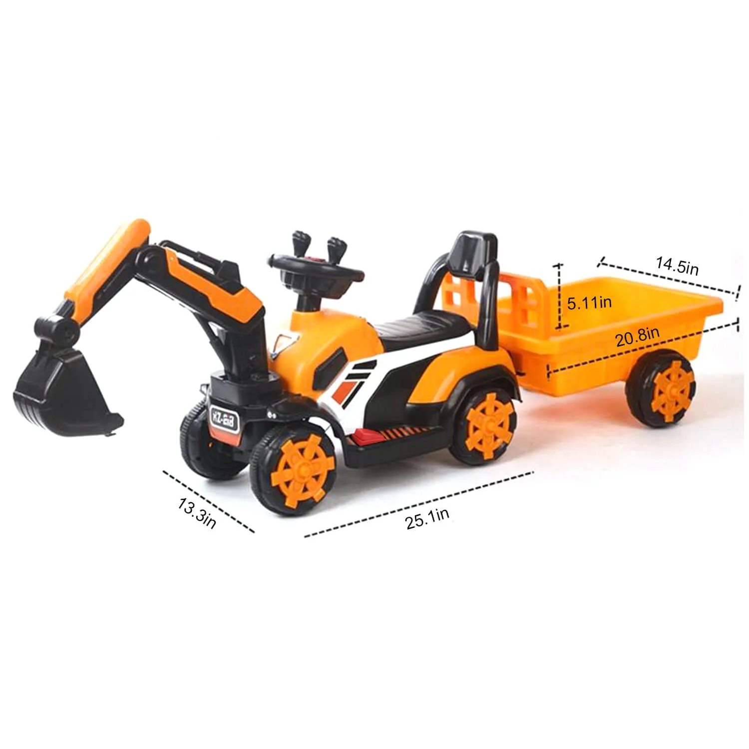 6V Electric Excavator Kids Ride-on Pedal Tractor With Power Digger & Music Sounds
