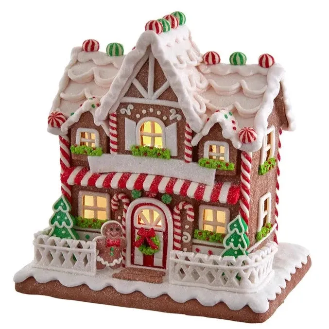 9" Battery Operated Light Up Two Floor Gingerbread House