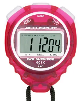 Accusplit Pro Survivor Stopwatch with Cherry (translucent red) Case