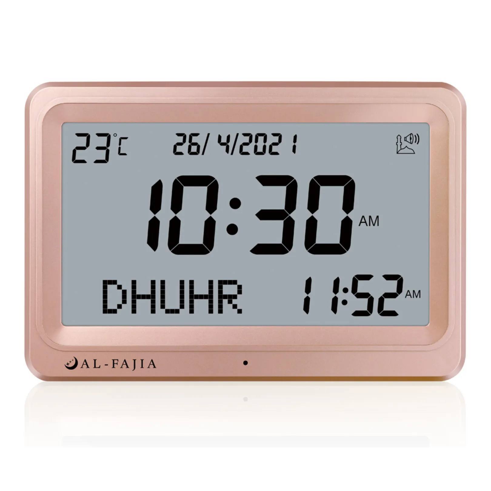 AL-FAJIA Automatic Worldwide Digital 8 Azan Sounds Wall and Desk Clock FAJ-113 (Rose)