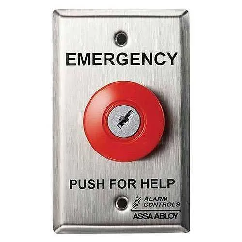 Alarm Controls KR-1-1-GR KR Series Latching Panic Station with Key Reset, 1 N/O Pair and 1 N/C Pair, Guard Ring, Stainless Steel