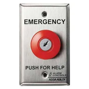 Alarm Controls KR-1-1-GR KR Series Latching Panic Station with Key Reset, 1 N/O Pair and 1 N/C Pair, Guard Ring, Stainless Steel