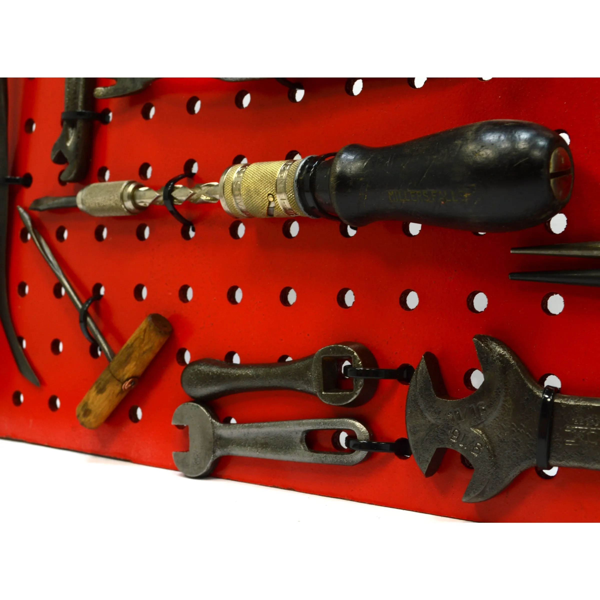 Antique OLD TOOL WALL DECOR Lot of 16 TOOLS on PEG BOARD Millers Falls DISSTON  