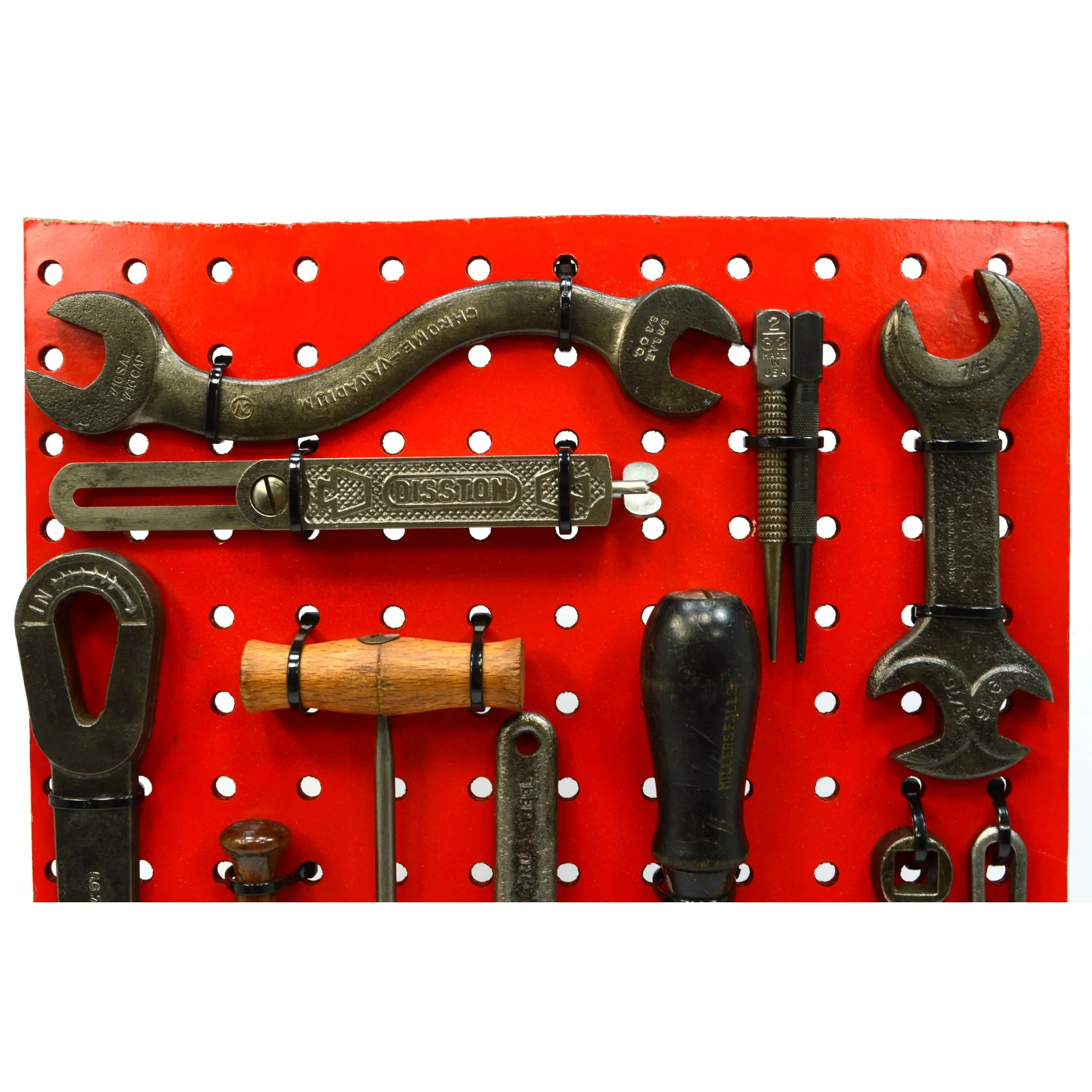 Antique OLD TOOL WALL DECOR Lot of 16 TOOLS on PEG BOARD Millers Falls DISSTON  
