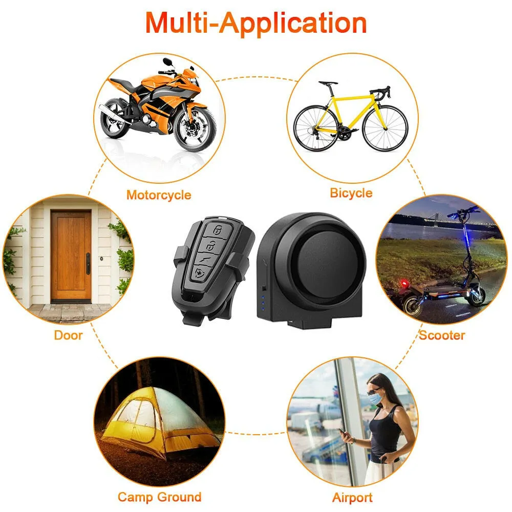 ANTUSI Wireless Bicycle Vibration Alarm USB Charging Motorcycle Bike Alarm Remote Control Anti-theft Bike Detector Alarm System