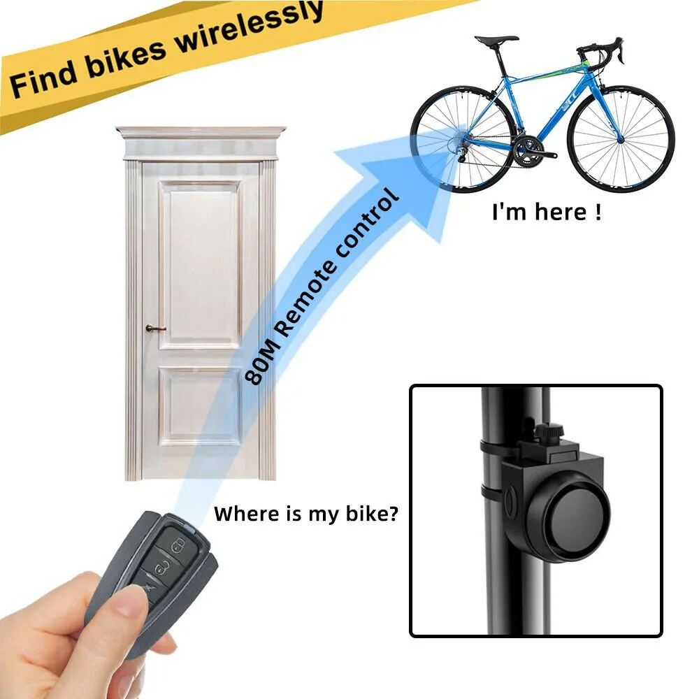 ANTUSI Wireless Bicycle Vibration Alarm USB Charging Motorcycle Bike Alarm Remote Control Anti-theft Bike Detector Alarm System
