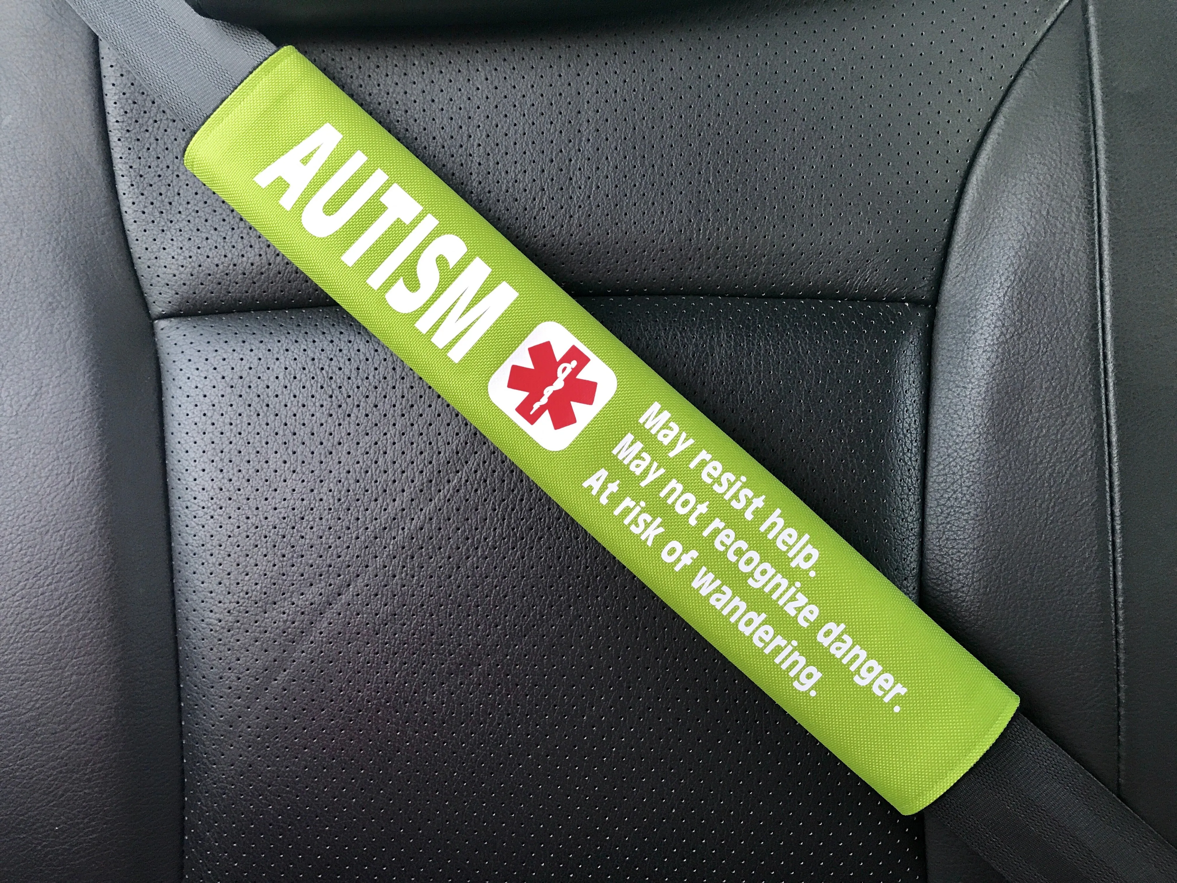 Autism Medical Alert Seat Belt Cover