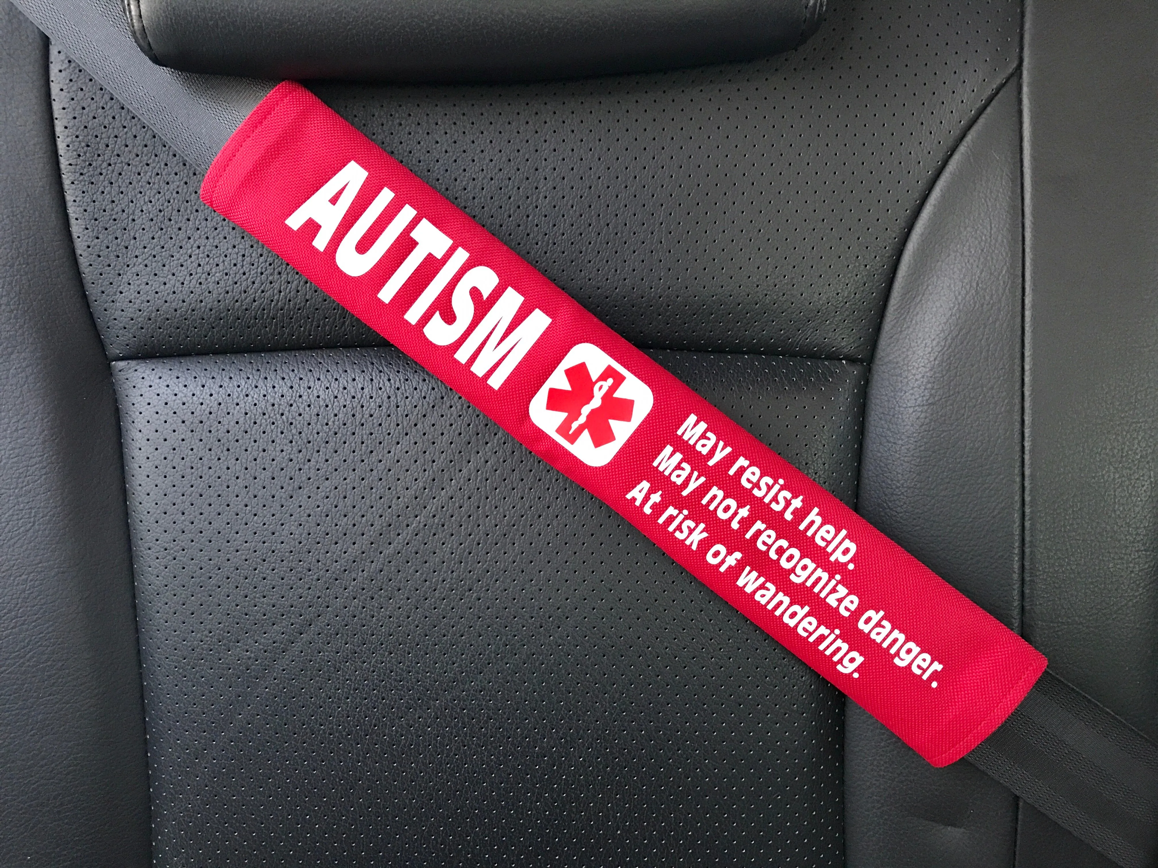 Autism Medical Alert Seat Belt Cover