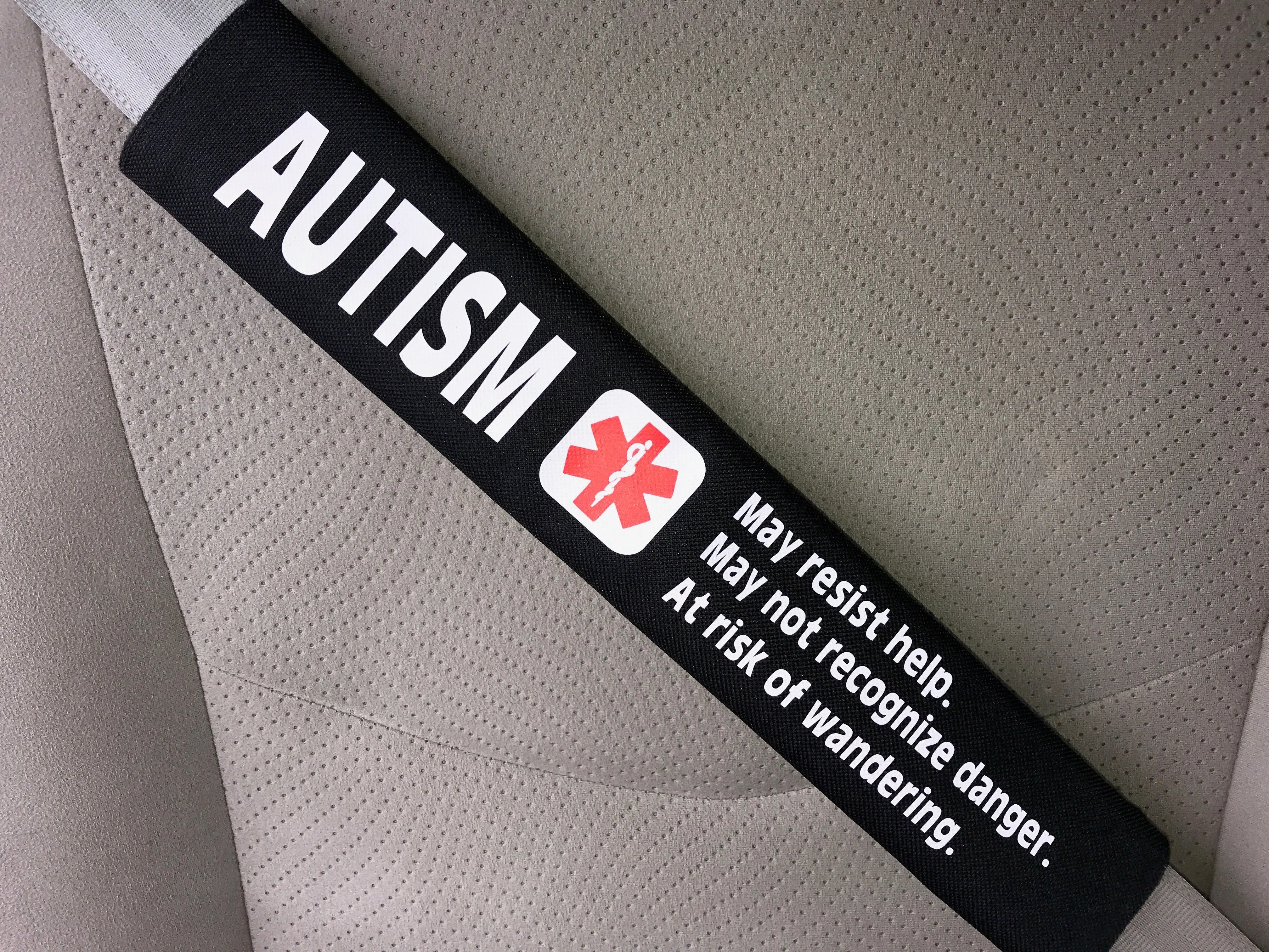 Autism Medical Alert Seat Belt Cover