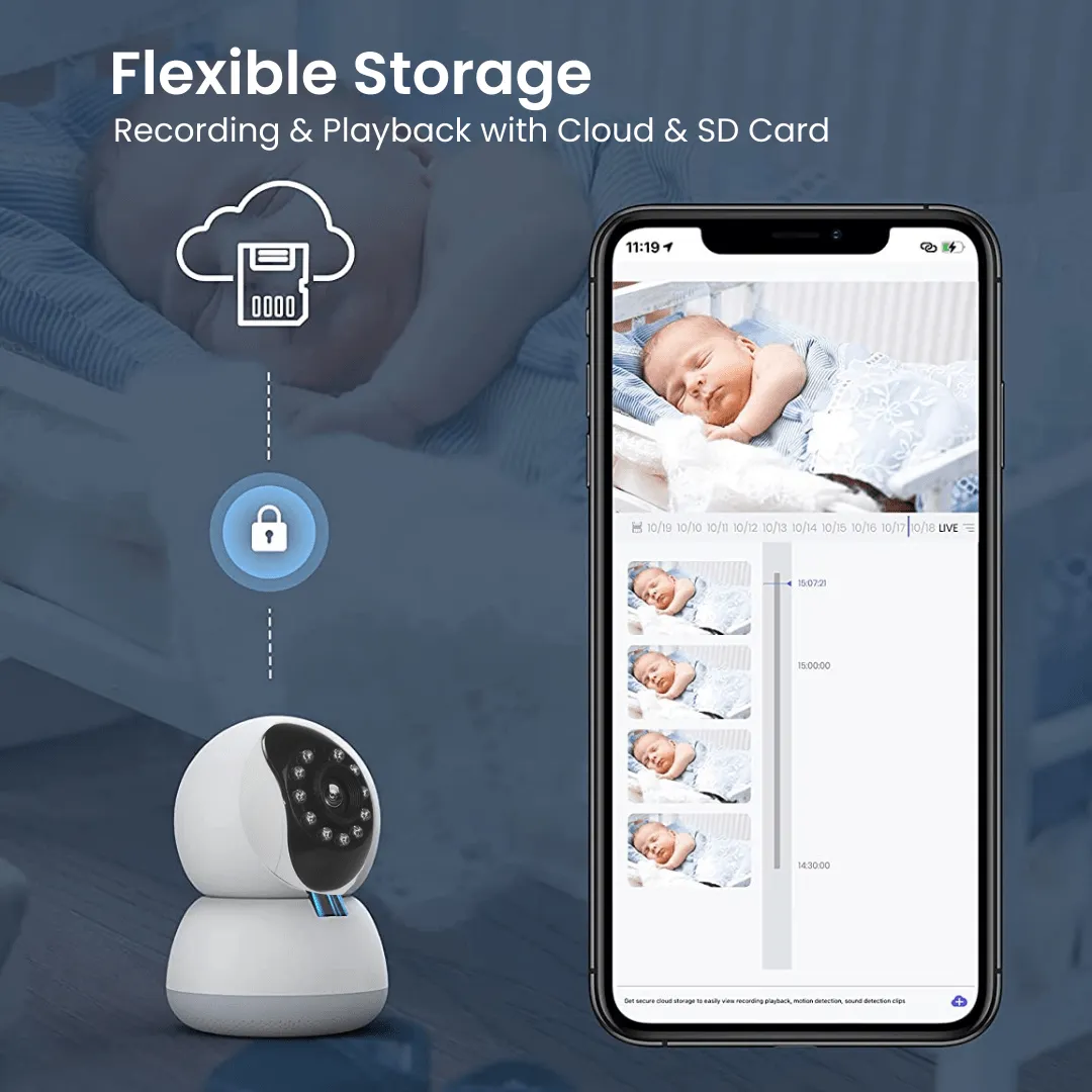 Baby Monitor with Camera and Audio | 3MP Night Vision Motion and Sound Detection 2.4G WiFi Home