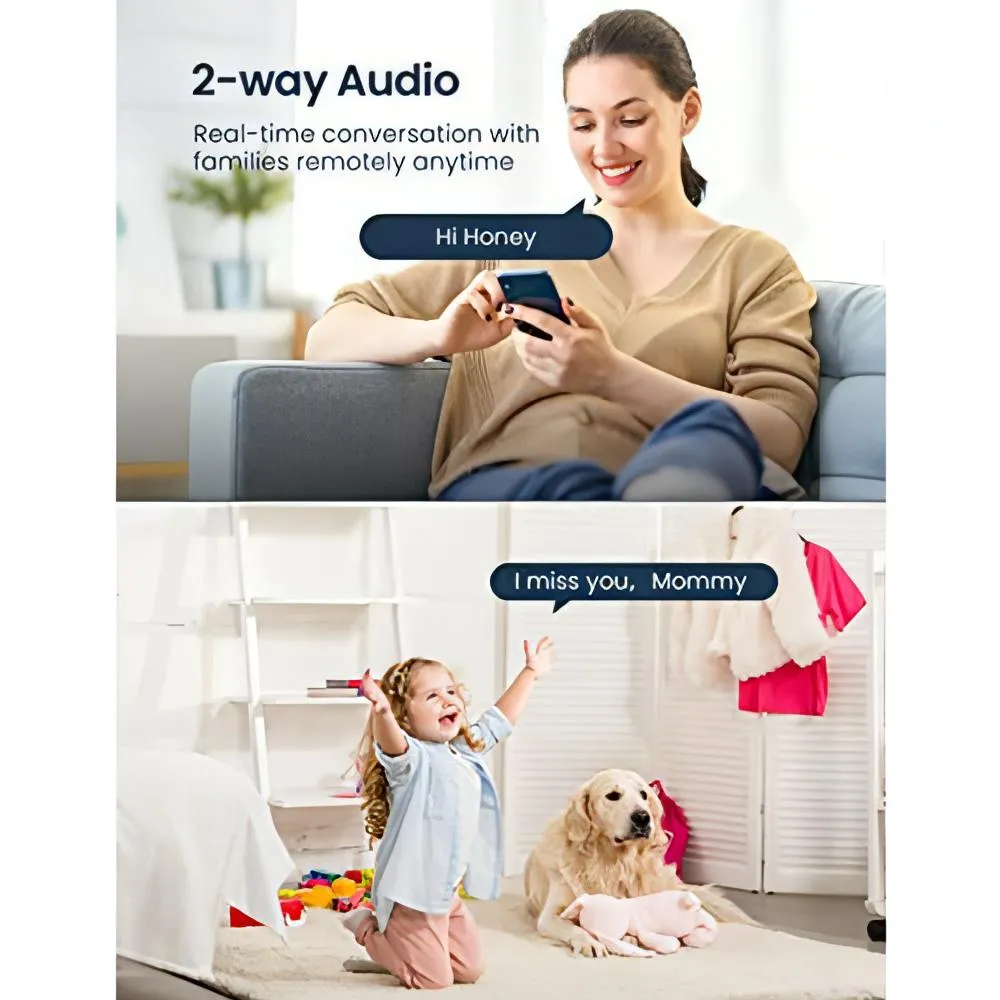 Baby Monitor with Camera and Audio | 3MP Night Vision Motion and Sound Detection 2.4G WiFi Home