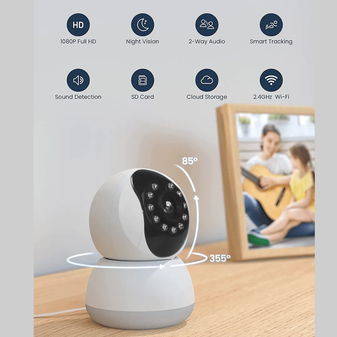 Baby Monitor with Camera and Audio | 3MP Night Vision Motion and Sound Detection 2.4G WiFi Home