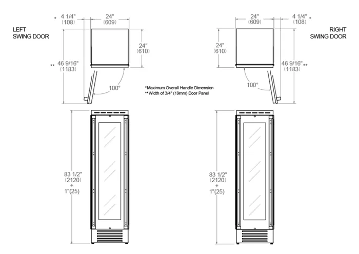 Bertazzoni 24 inch Right Door Built-in Wine Cellar REF24WCPRR/23
