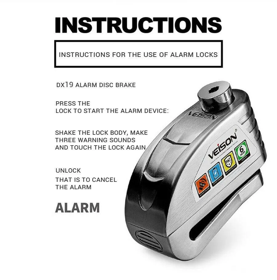 Bicycle Accessories Motorcycle Bicycle Lock Alarm Safety Protection Aluminum Alloy Anti-Theft Reminder Rope Lock Bag