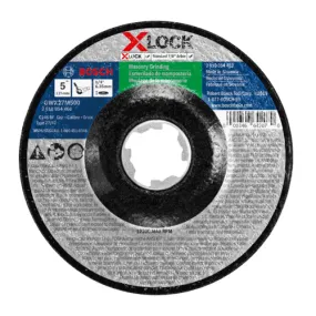 Bosch GWX27M500 5" x 1/4" X-LOCK Arbor Type 27 30 Grit Masonry Grinding Abrasive Wheel
