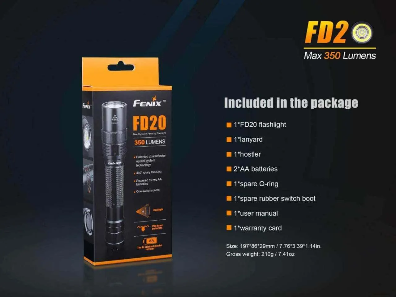 Brand New FD20 350 Lumens CREE LED Flashlight powered by 2X AA batteries