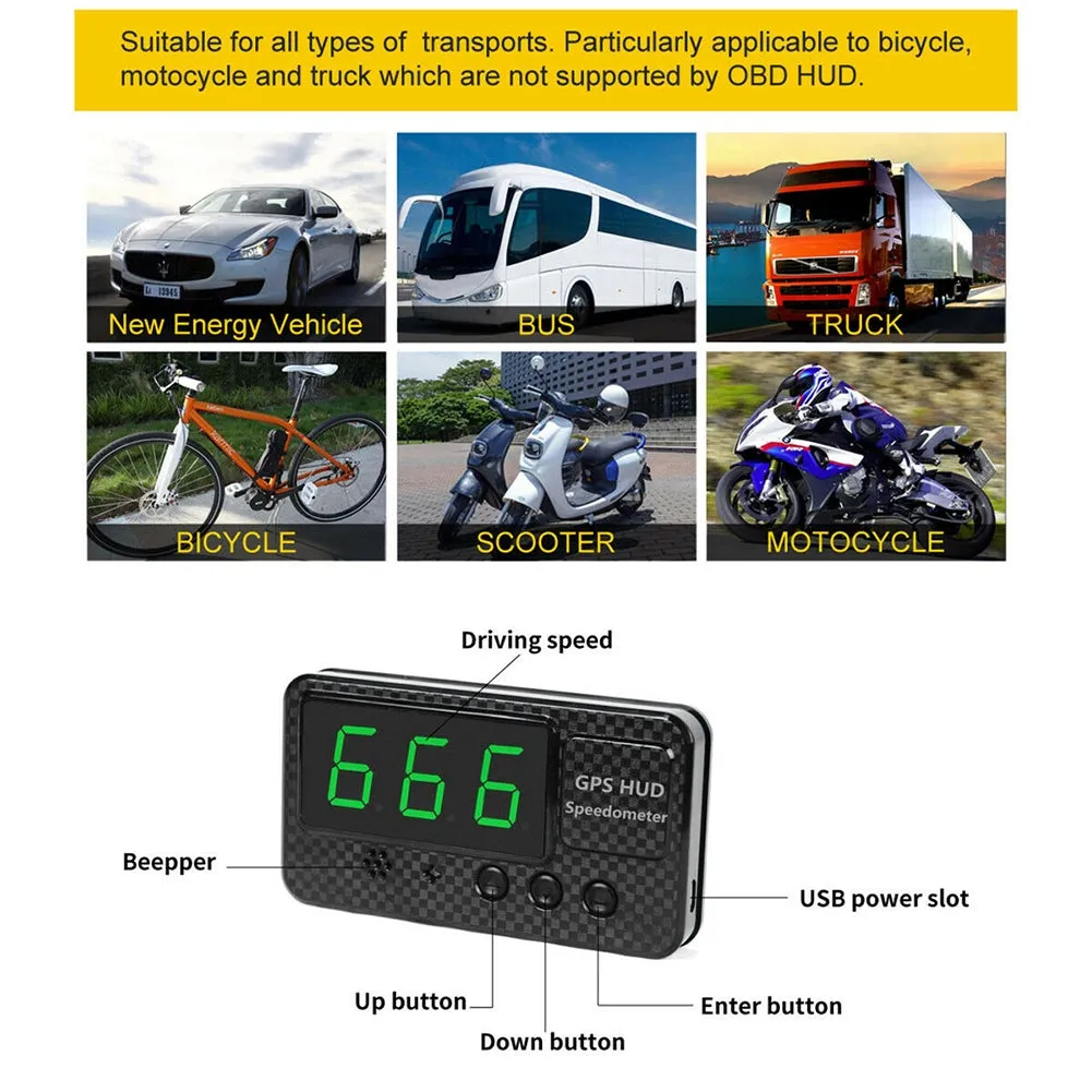 C60s Car Digital Gps Speedometer Odometer Hud Head-up Display
