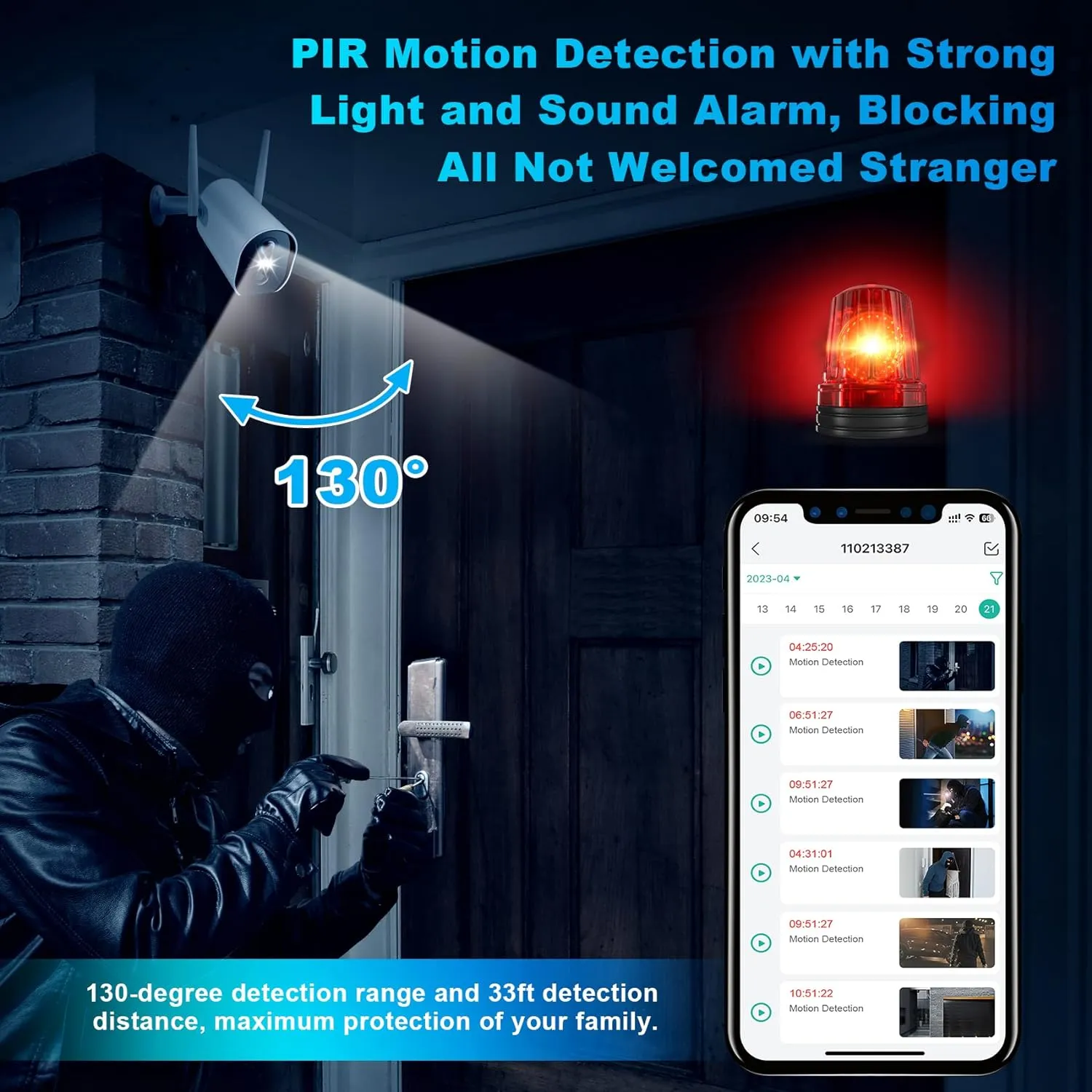 Cameras Wireless Outdoor - 2K HD Color Night Vision AI Motion Detection WiFi Wireless Cameras for Home Security, Spotlight Siren Alarm with 2-Way Audio, 7-Day Cloud/SD Storage