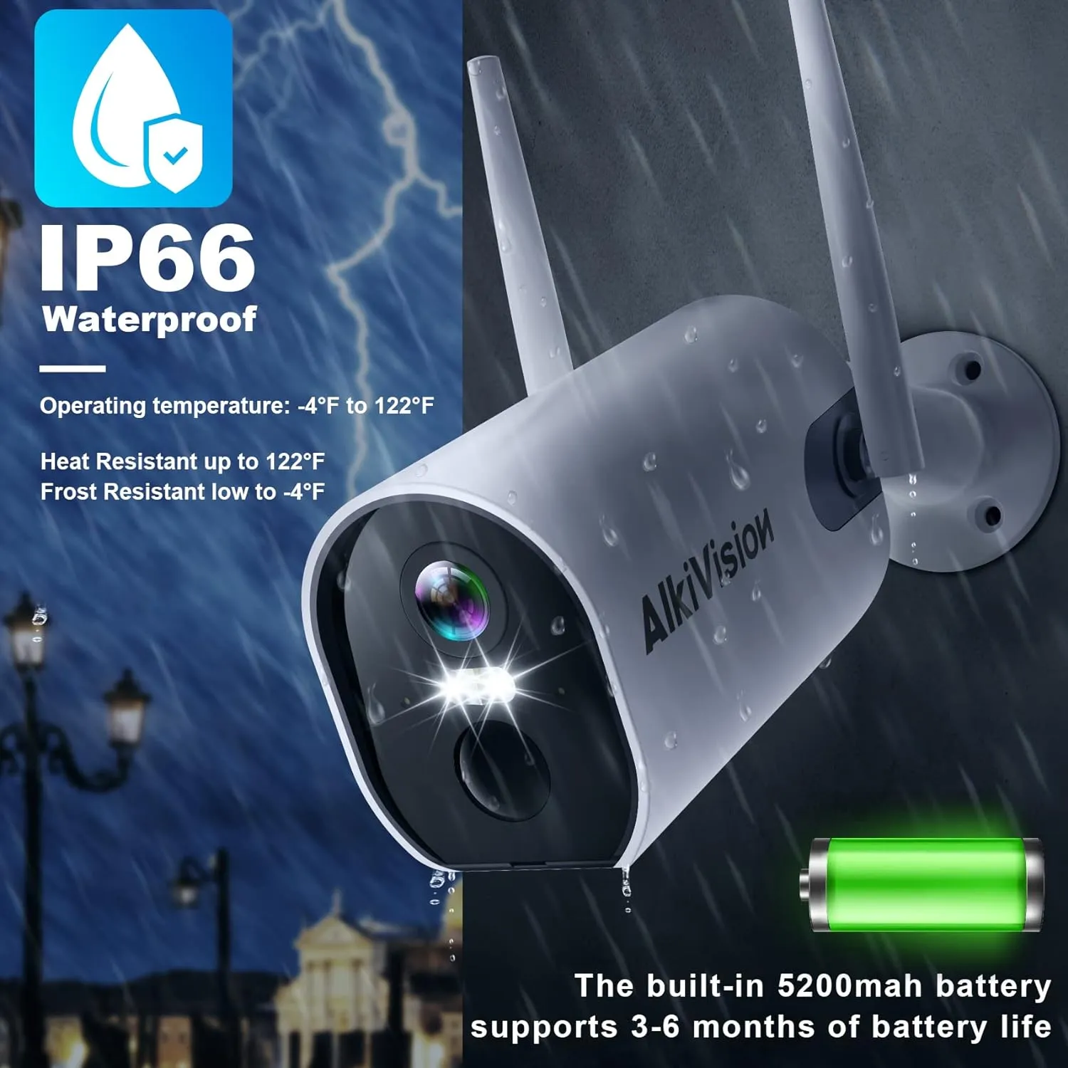 Cameras Wireless Outdoor - 2K HD Color Night Vision AI Motion Detection WiFi Wireless Cameras for Home Security, Spotlight Siren Alarm with 2-Way Audio, 7-Day Cloud/SD Storage
