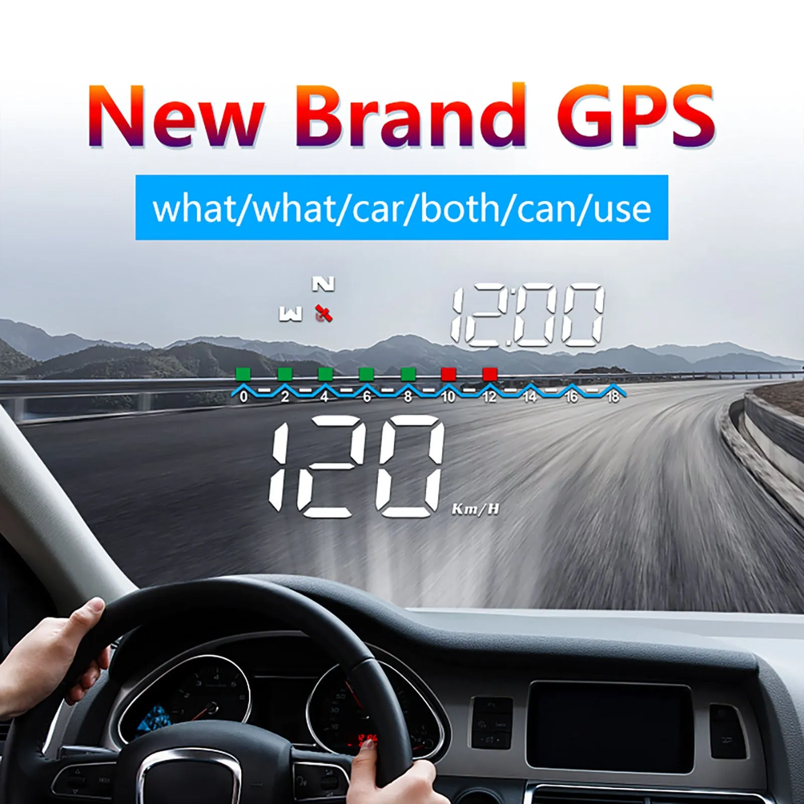 Car Hud Head-up Display Gps System Hd Windshield Projector