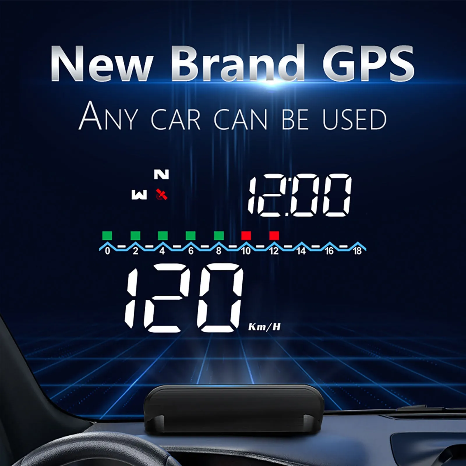 Car Hud Head-up Display Gps System Hd Windshield Projector
