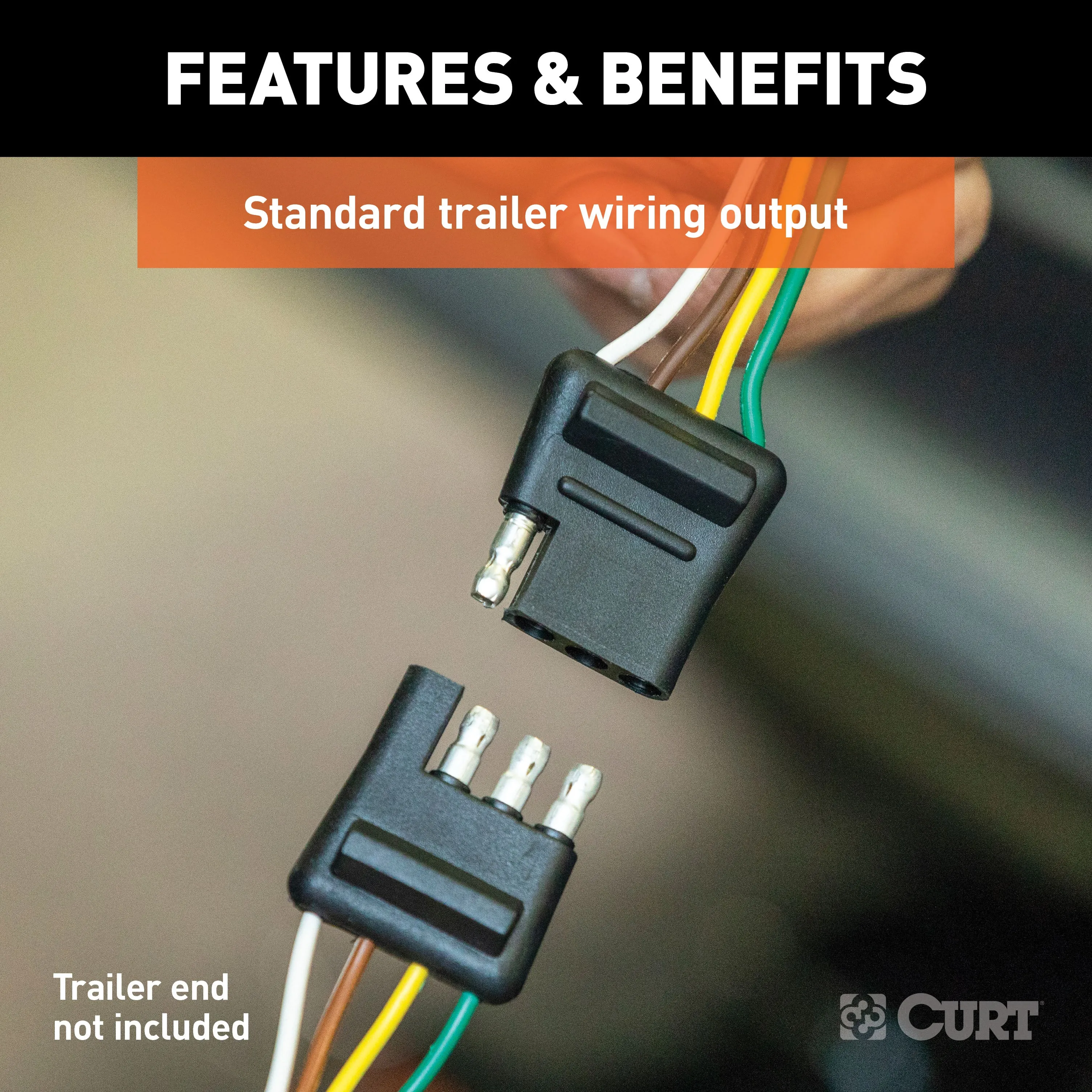 CURT 57101 Dual-Output 7/4-Way Connector with Backup Alarm (Plugs into USCAR)