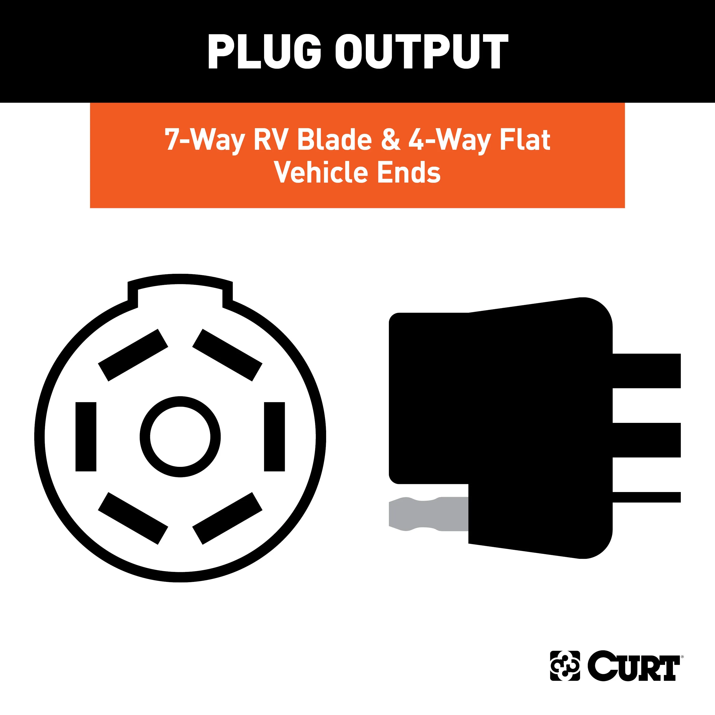 CURT 57101 Dual-Output 7/4-Way Connector with Backup Alarm (Plugs into USCAR)