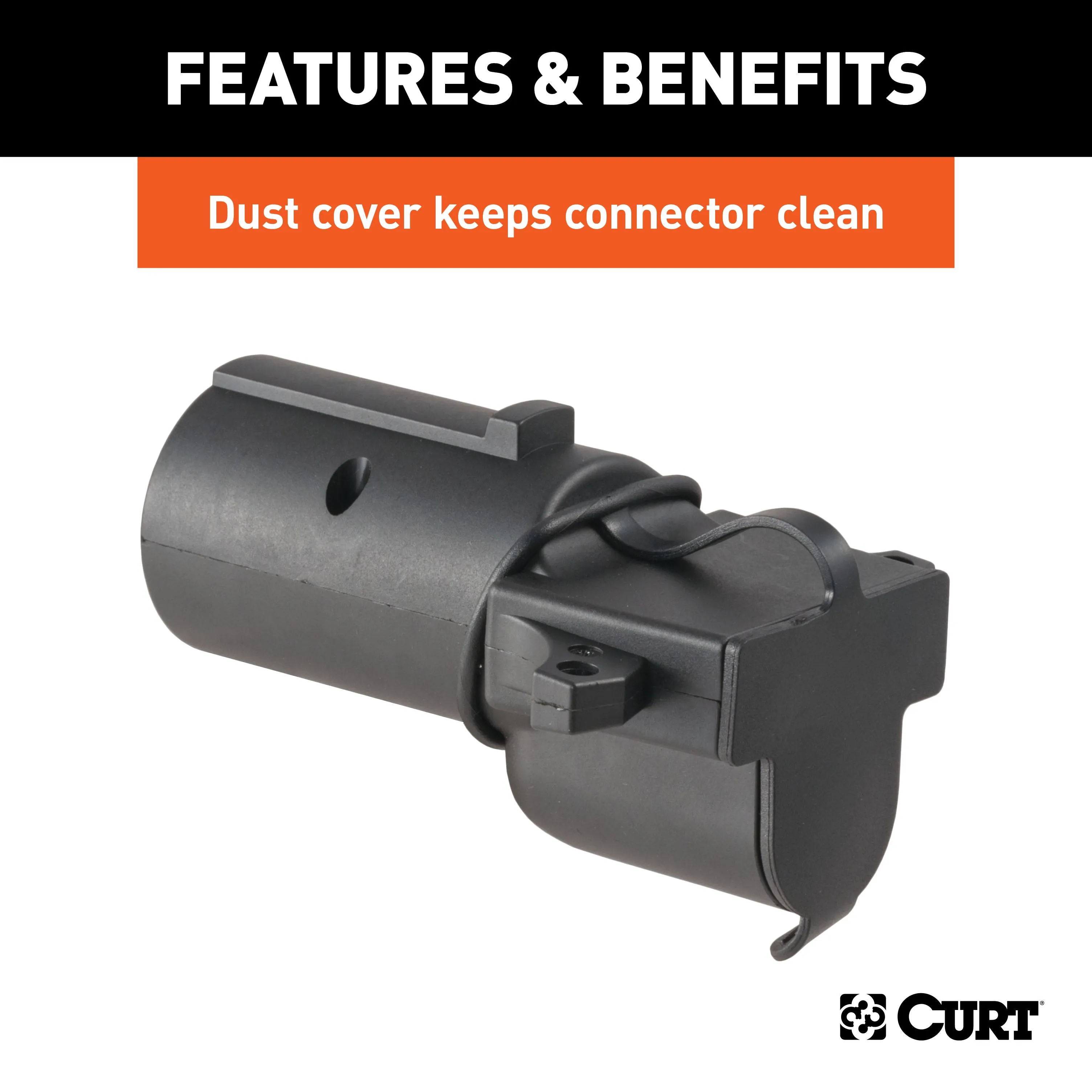 CURT 57724 Adapter with Backup Alarm (7-Way RV Blade Vehicle to 4-Way Flat Trailer)