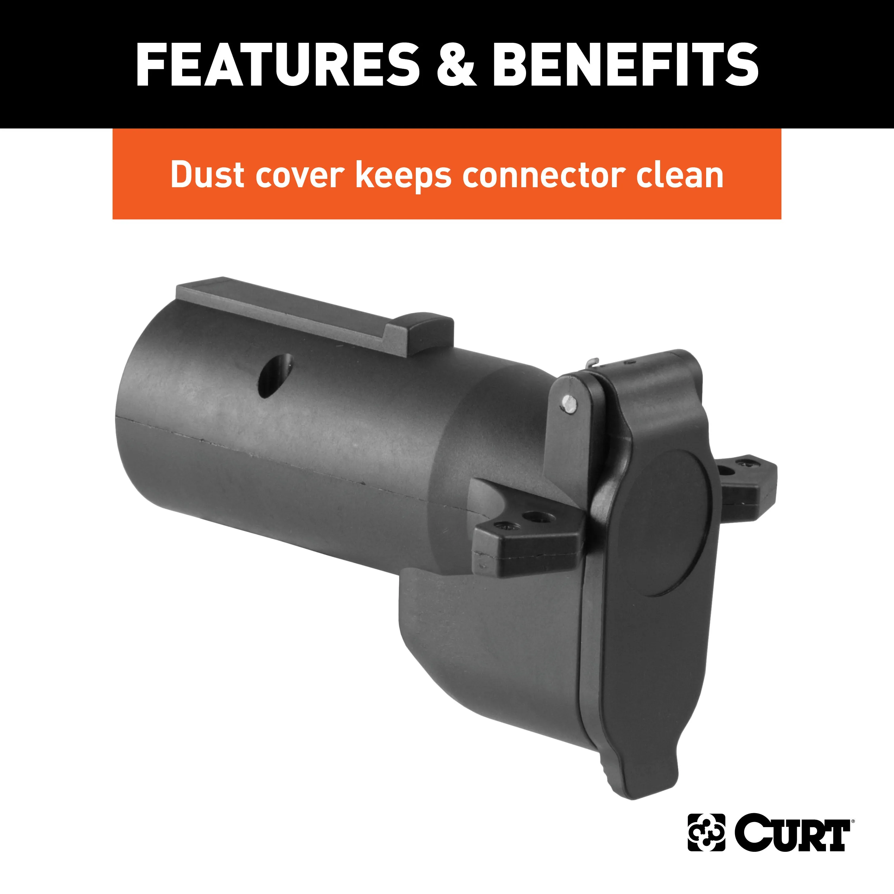 CURT 57726 Adapter with Alarm (7-Way RV Blade to 6-Way Round Trailer; Center Pin Auxiliary)