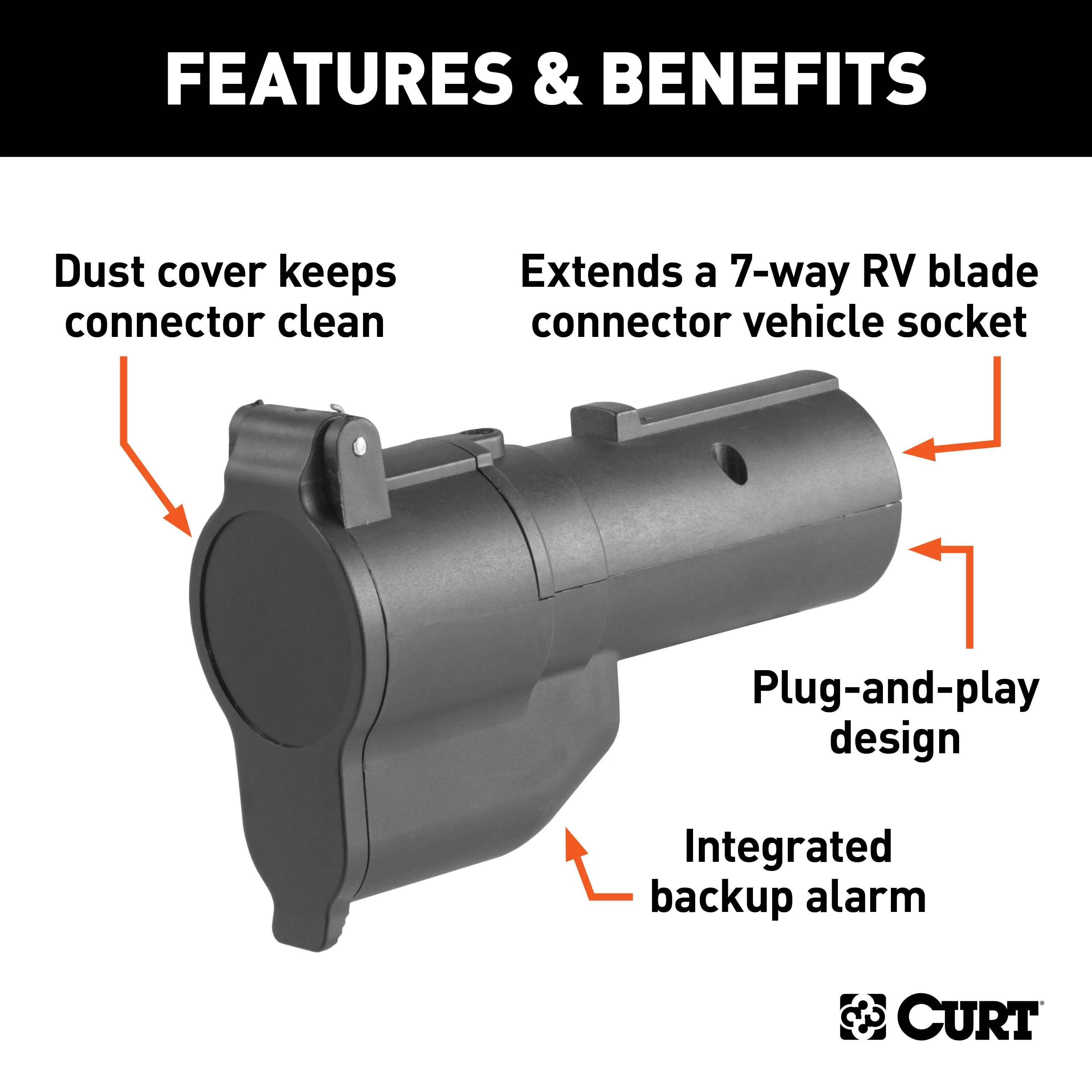 CURT 57727 CURT 57727 Truck Backup Alarm for 7-Way RV Blade Trailer Wiring